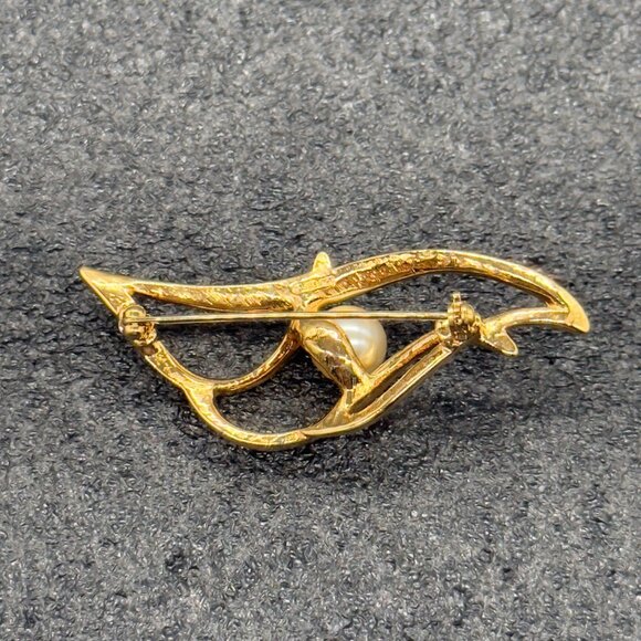 Vintage Napier Brooch Gold Tone Faux Pearl Pin - Picture 6 of 9